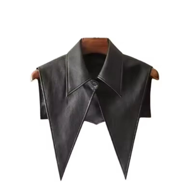 Black Faux Leather Collar