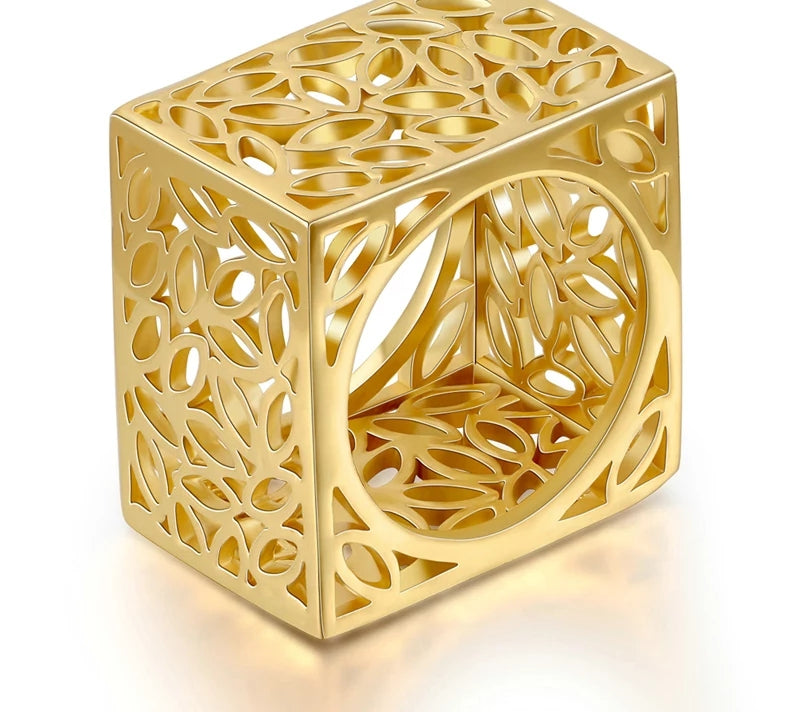Square Biz Gold Sculptured Ring