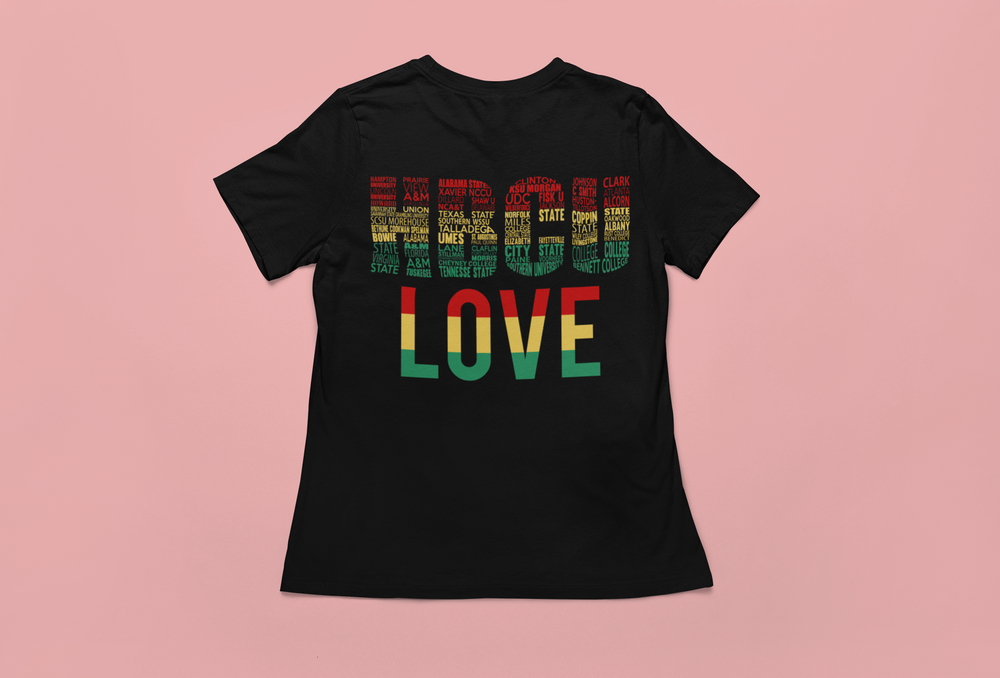Black tee/Red Yellow Green Font